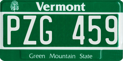 VT license plate PZG459