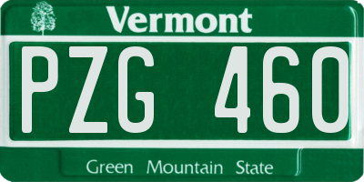 VT license plate PZG460