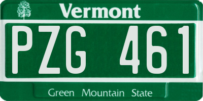 VT license plate PZG461