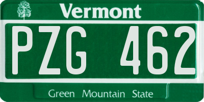 VT license plate PZG462