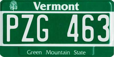 VT license plate PZG463