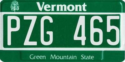 VT license plate PZG465