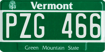 VT license plate PZG466