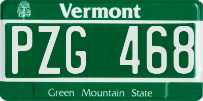 VT license plate PZG468