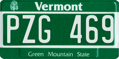 VT license plate PZG469