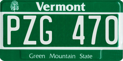 VT license plate PZG470