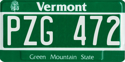 VT license plate PZG472
