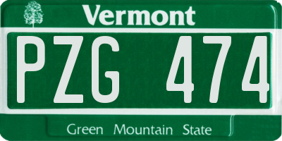 VT license plate PZG474
