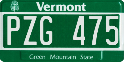 VT license plate PZG475