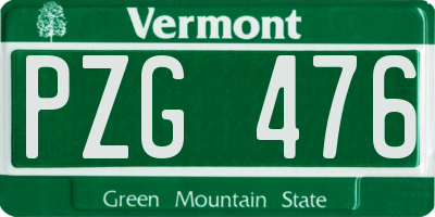 VT license plate PZG476