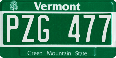 VT license plate PZG477