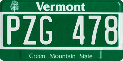 VT license plate PZG478