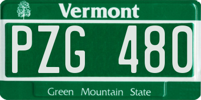 VT license plate PZG480