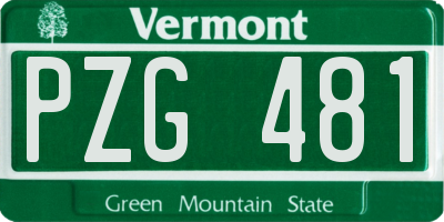 VT license plate PZG481