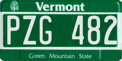 VT license plate PZG482