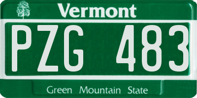 VT license plate PZG483