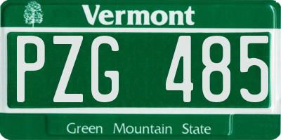 VT license plate PZG485