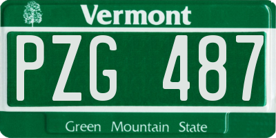 VT license plate PZG487