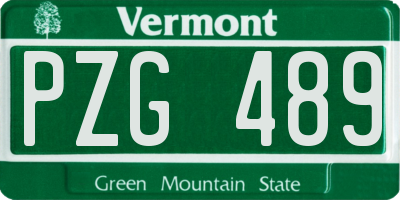 VT license plate PZG489