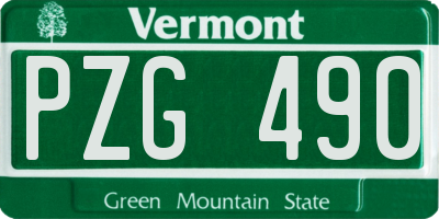 VT license plate PZG490