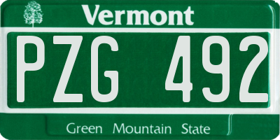 VT license plate PZG492