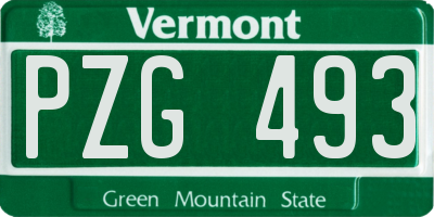 VT license plate PZG493