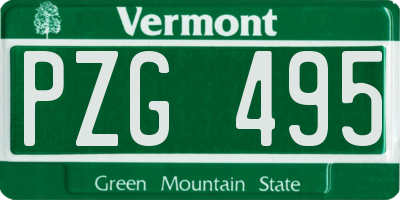 VT license plate PZG495