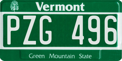 VT license plate PZG496