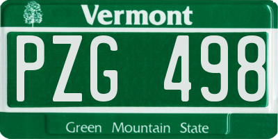 VT license plate PZG498