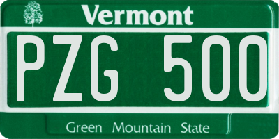 VT license plate PZG500