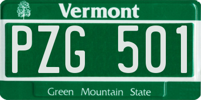 VT license plate PZG501