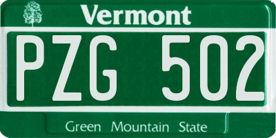 VT license plate PZG502