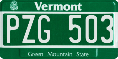 VT license plate PZG503