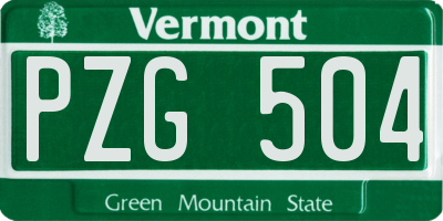 VT license plate PZG504