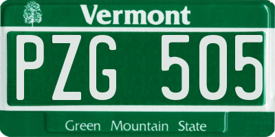 VT license plate PZG505