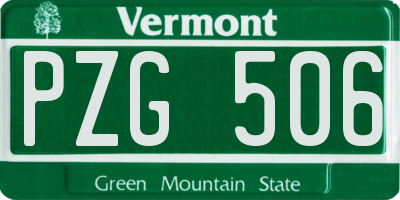 VT license plate PZG506
