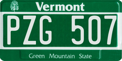 VT license plate PZG507