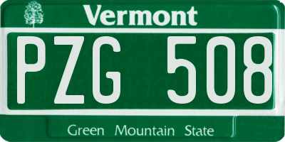 VT license plate PZG508