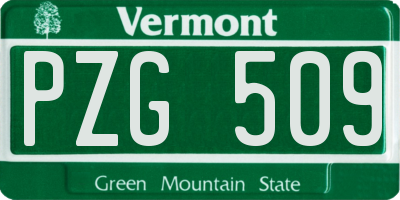 VT license plate PZG509