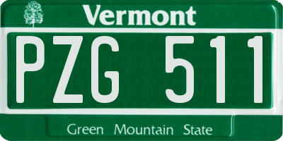 VT license plate PZG511