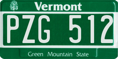 VT license plate PZG512