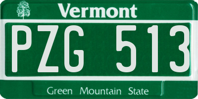 VT license plate PZG513