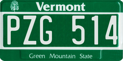 VT license plate PZG514