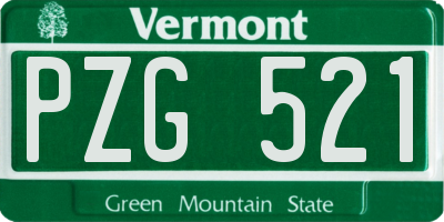VT license plate PZG521