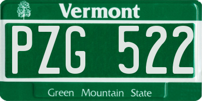 VT license plate PZG522