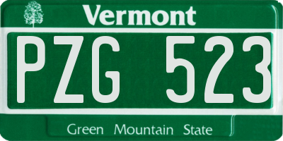 VT license plate PZG523