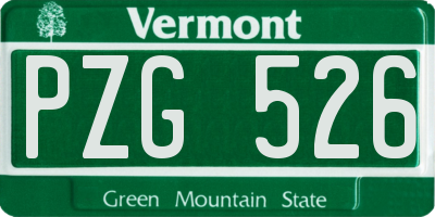 VT license plate PZG526