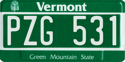 VT license plate PZG531