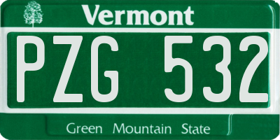 VT license plate PZG532