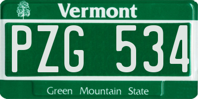 VT license plate PZG534
